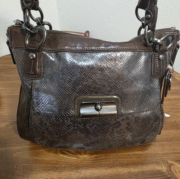 Coach Handbags - Coach Kristin Python Embossed North/South Tote Bag,with Gunmetal Hardware